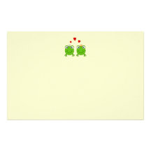 Frosch-Prinzessin und Frosch-Prinz, mit Herzen Personalisiertes Druckpapier