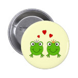Frosch-Prinzessin und Frosch-Prinz, mit Herzen Anstecknadelbutton