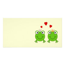 Frosch-Prinzessin und Frosch-Prinz, mit Herzen Foto Karten