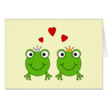 Frosch-Prinzessin und Frosch-Prinz, mit Herzen Grußkarte