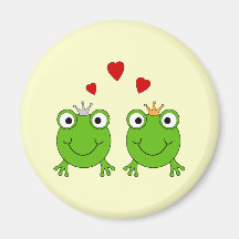 Frosch-Prinzessin und Frosch-Prinz, mit Herzen Kühlschrankmagnete