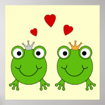 Frosch-Prinzessin und Frosch-Prinz, mit Herzen Posterdrucke