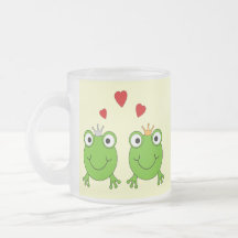 Frosch-Prinzessin und Frosch-Prinz, mit Herzen Kaffeetassen