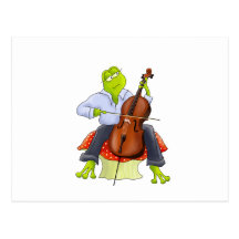 Frosch spielt Cello Postkarte
