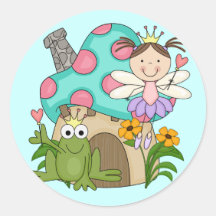 Froschfeenhafte Toadstool-Haus-T-Shirts und Gesche Runde Sticker