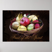 Frucht des Geistes, gemalter Brown-Korb Plakate