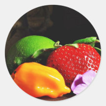 Frucht-Stillleben Srawberry Erdbeerkalke Pepp Runder Aufkleber