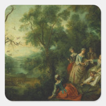Frühling, 1738 (Öl auf Leinwand) Quadrataufkleber