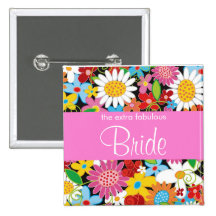 Frühlings-Blumen-Garten-Hochzeits-Braut-süßer Name Buttons
