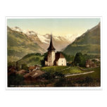 Frutigen, Kirche und Alpen, Bernese Oberland, Swit Postkarte