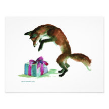 Fuchs mit Geschenk Individuelle Einladungskarte