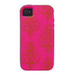 Fuchsia Orange Girly Chandelier Damask Pattern iPhone 4/4S Covers