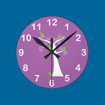 Fünf grüne Vögel in einer Baum-Wanduhr wanduhren
