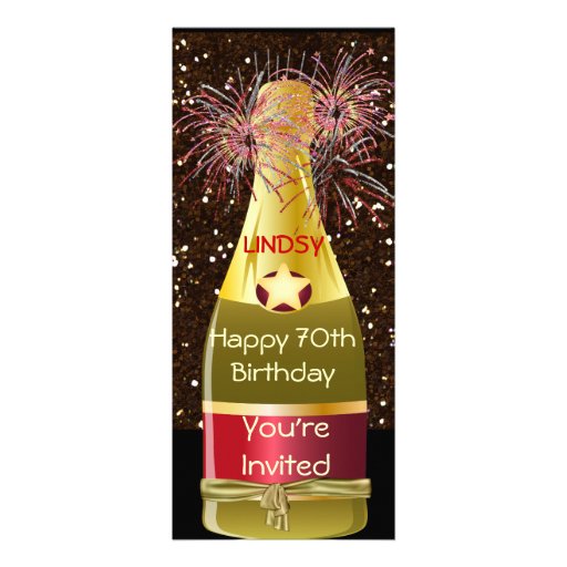 FUNKELN 70. Geburtstag WEINFLASCHE Einladung Zazzle