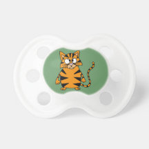 Funky Angry Tiger Cat Cartoon Baby Pacifiers