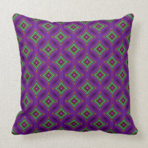 Funky Celtic schellt Diamanten grünes lila Groovy Zierkissen