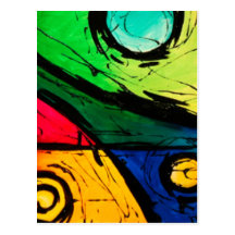 Funky helle Farbabstrakte Kunst Postkarte