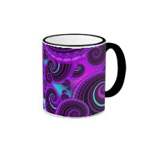 Funky lila Strudel-Fraktal-Kunst-Muster Tassen