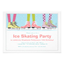 Funky Mädchen-Eis-Skaten-Geburtstags-Party Einladungen