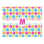 Funky Retro Spaß-Rosa-grüner und blauer Blumen-Pow Postkarte