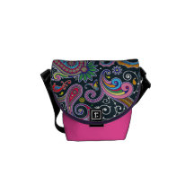 Funky rosa Vintage Retro Paisley-Bote-Tasche Kuriertaschen