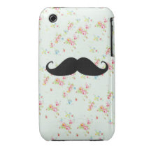 Funny mustache floral mustaches girly pattern iPhone 3 Case-Mate case