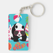 Funny Panda Bear Beach Bum Cool Sunglasses Surfing Acrylic Keychains