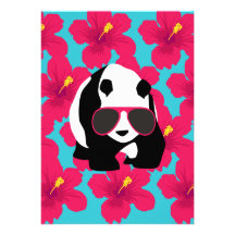 Funny Panda Bear Beach Bum Cool Sunglasses Tropics Personalized Announcements