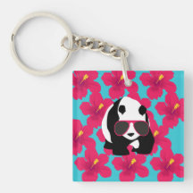 Funny Panda Bear Beach Bum Cool Sunglasses Tropics Key Chain