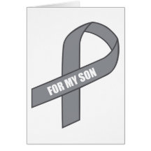 Für mein Sohn-(graues/silbernes Bewusstseins-Band) Grußkarten