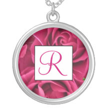 Fuschia Rosen-Monogramm-Halskette - Juni-Geburts-B