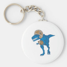 Fußball-Dinosaurier-Blau Schlüsselanhänger