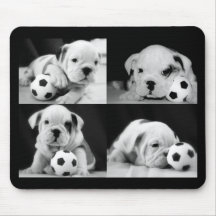 "Fußball-Welpen-" englische Bulldoggen-Collage Mousepads