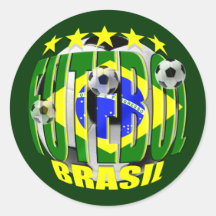 Futebol Fünf-Sternegeschenke runden Brasilien Fußb Runder Sticker
