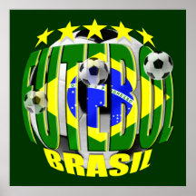 Futebol Fünf-Sternegeschenke runden Brasilien Fußb Posterdruck