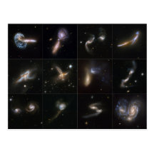 Galaxiezusammenstoßbilder genommen vom Hubble Postkarten