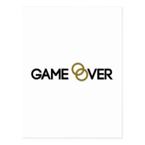 Game over Wedding rings postkarten