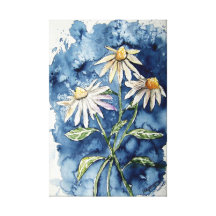 Gänseblümchen-Blumen Watercolormalerei Gespannte Galeriedrucke