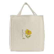Garten-Diva - gelbe Blume Bestickte Tasche