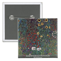 Garten mit Sonnenblumen in der Landschaft Buttons