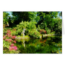 Garten mit Statue-Freihafen Bahamas Grußkarten