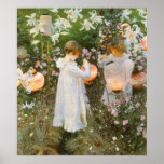 Gartennelke, Lilie, Lilie, Rose, Sargent viktorian Plakatdruck