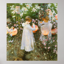 Gartennelke, Lilie, Lilie, Rose, Sargent viktorian Plakatdruck