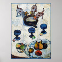 Gauguin Malerei: Stillleben mit 3 Welpen Posterdruck