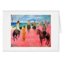 Gauguin Reiter auf Strandreiterpferdetahiti-Kunst Grußkarten