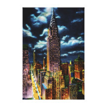 Gebäude New York City Chrysler nachts Leinwand Druck