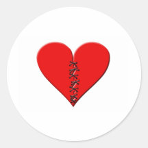 Gebrochenes , geflicktes Herz Runde Sticker