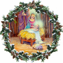 GEBURT CHRISTI u. KRANZ durch SHARON SHARPE Photo Statue