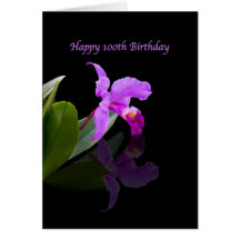 Geburtstag, 100., Orchidee auf Schwarzem Grußkarten