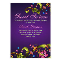 Geburtstag des Blumenexplosions-laden lila Bonbon- Einladungskarte